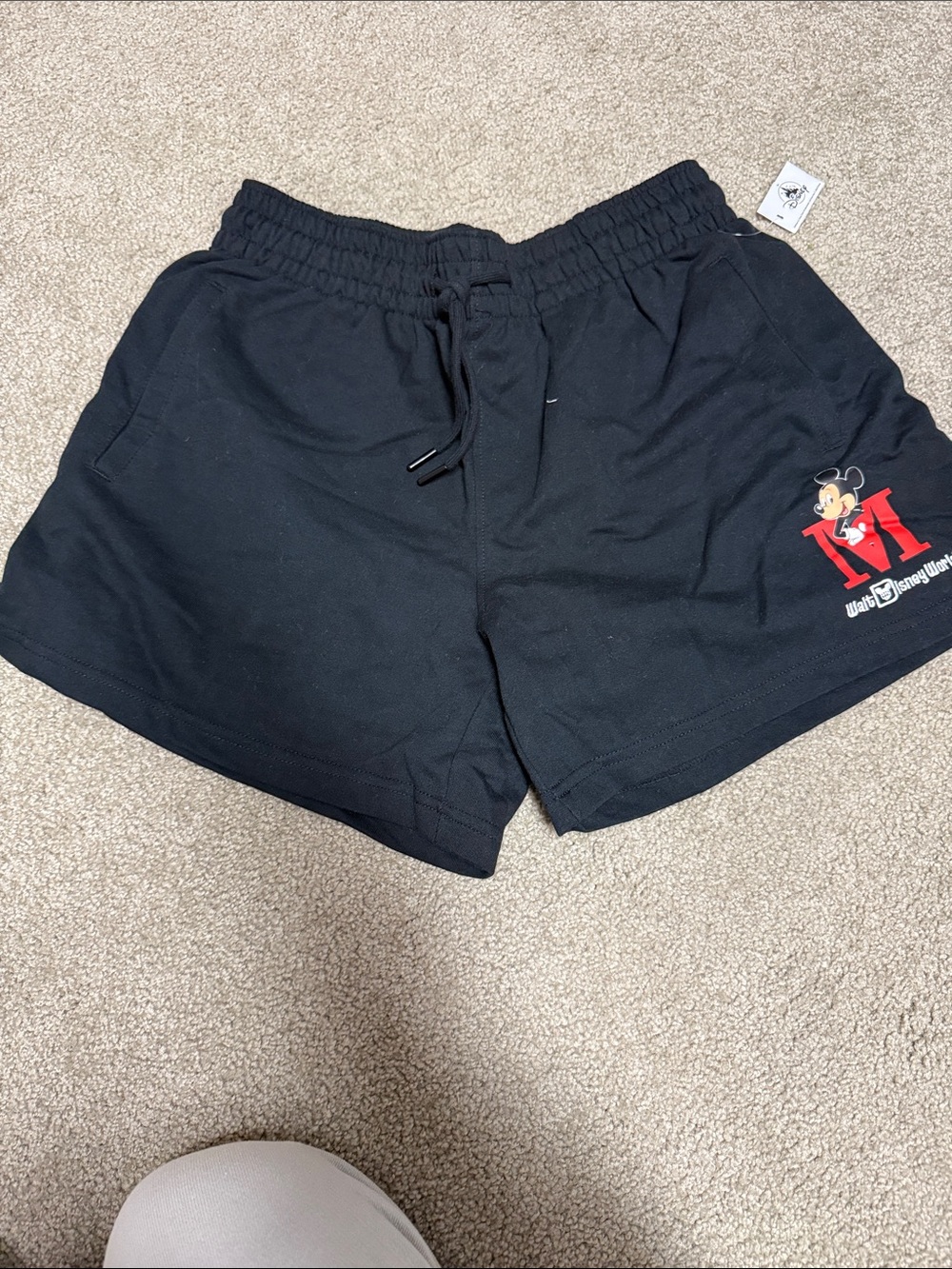 Disney Black Athletic Shorts with Red Mickey 'M' Graphic
